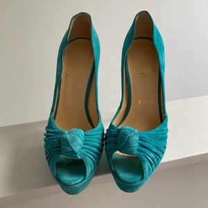 Christian louboutin suede platform pumps